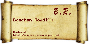 Boschan Román névjegykártya